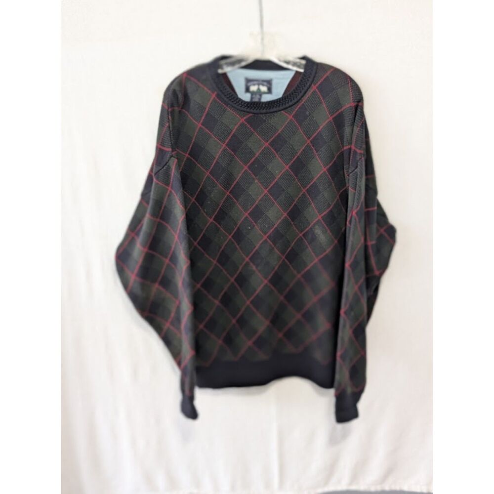 Vintage Woods & Gray Cotton Argyle Sweater Men's Size XL